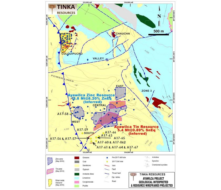 Ayawilca Project Mineralized Zones