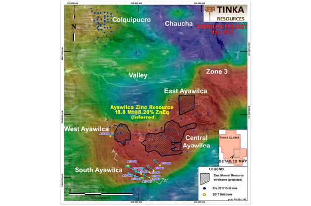 Ayawilca, Magnetic anomaly in red